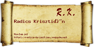 Radics Krisztián névjegykártya